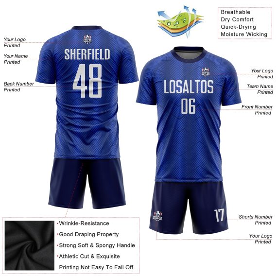 Custom Royal White-Navy Sublimation Soccer Uniform Jersey