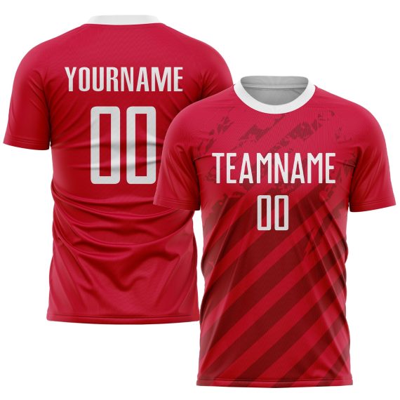 Custom Red White Sublimation Soccer Uniform Jersey