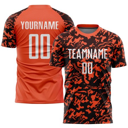 Custom Orange White-Black Sublimation Soccer Uniform Jersey