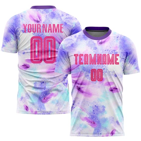 Custom Tie Dye Pink-Purple Sublimation Soccer Uniform Jersey